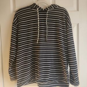 St. John's Bay Black and White Striped Hoodie Sweater